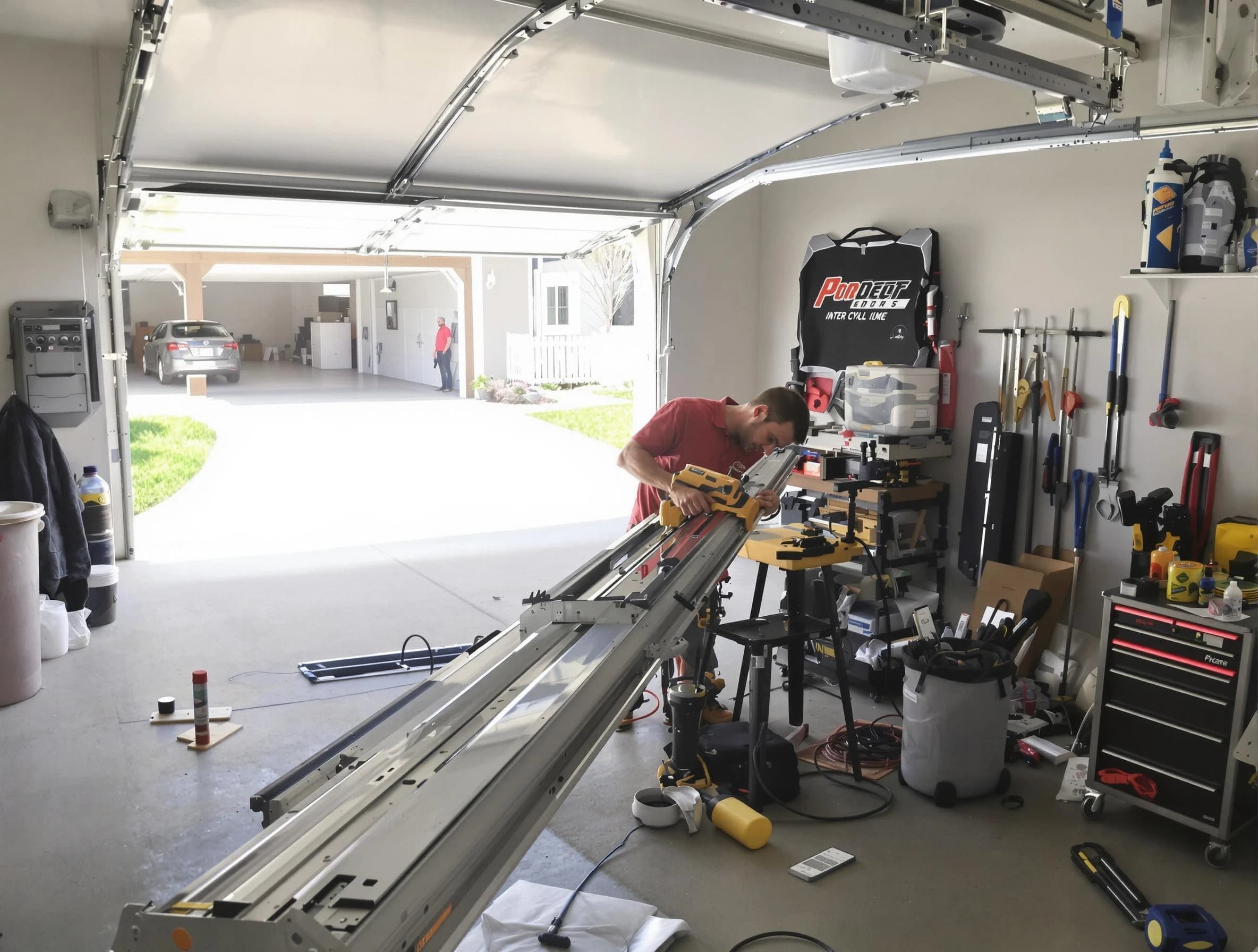 Candler-McAfee Garage Door Repair expert performing track repair in Candler-McAfee